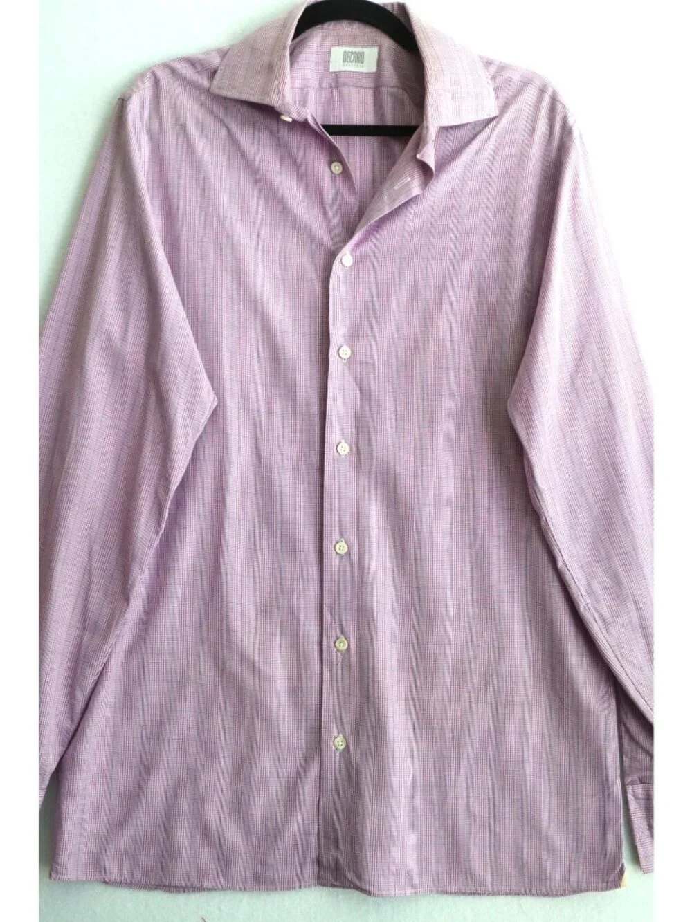 Decaro Men’s Pink Check Dress Shirt Long Sleeve Button Front Business Casual L